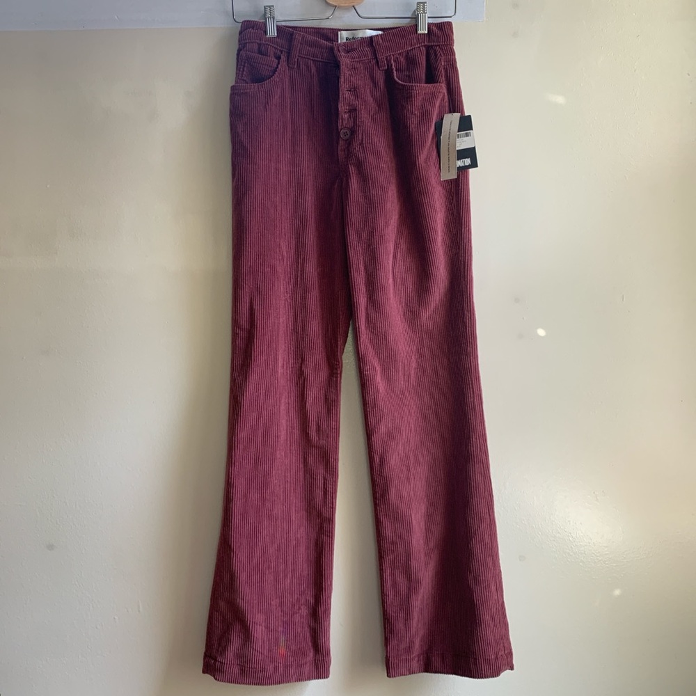 Reformation high rise corduroy pants